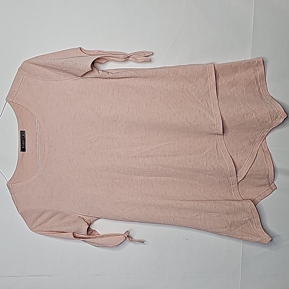 Miladys blush pink texture layered flowy blouse top sz Small